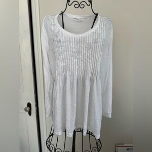 Chic Cotton White Pleated Women's Blouse